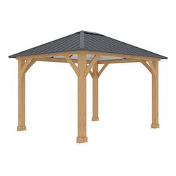 Pérgola de Jardín Gardiun Tucson 10,72 m² - 362x297x283 cm - Madera Laminada con Postes 14x14 cm y Cubierta de Acero - Fijación Incluida