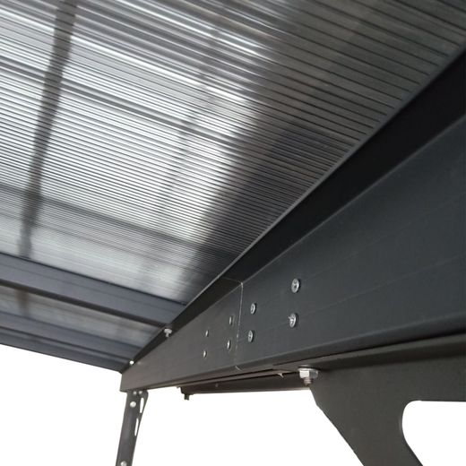 Pérgola de Pared Gardiun Elliot 11 m² (435x254x220/260 cm) en Aluminio con Paneles de Policarbonato Anti-UV | Pórticos Ajustables para Exterior