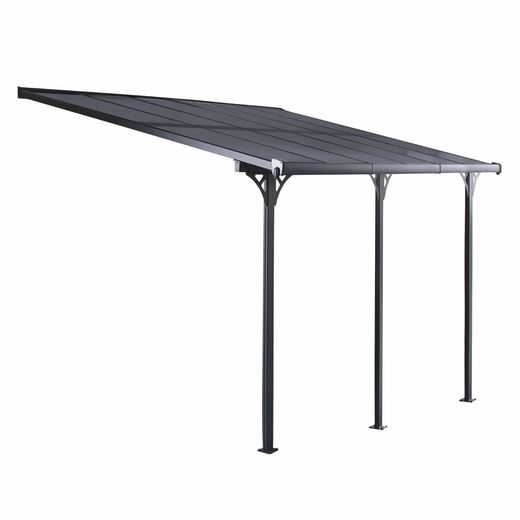 Pérgola de Pared Gardiun Elliot 18,8 m² (619x305x227/272 cm) en Aluminio con Paneles de Policarbonato Anti-UV | Pórticos Ajustables para Exterior