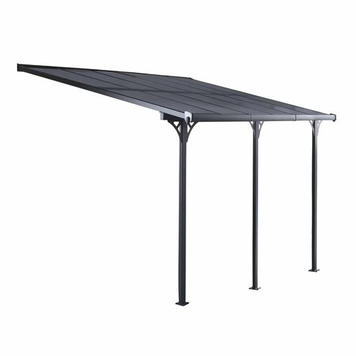 Pérgola de Pared para Jardín Gardiun Elliot 15 m² - 495x300x225/270 cm - Estructura de Aluminio y Techo de Policarbonato - Diseño Moderno y Resistente para Espacios Exteriores