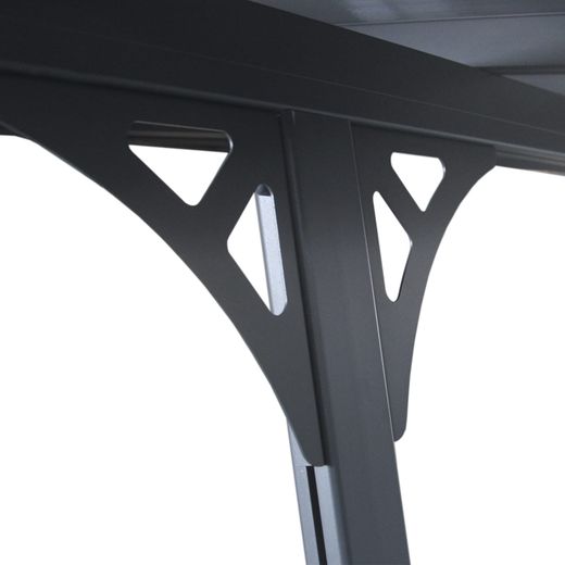 Pérgola de Pared para Jardín Gardiun Elliot 15 m² - 495x300x225/270 cm - Estructura de Aluminio y Techo de Policarbonato - Diseño Moderno y Resistente para Espacios Exteriores