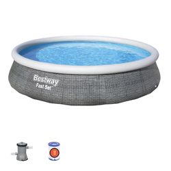 Piscina Fuori Terra Bestway Fast Set Rattan 396x84 cm con Filtro a Cartuccia