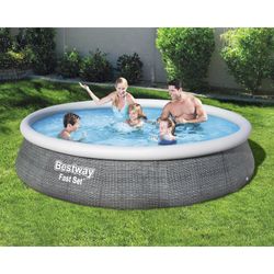 Piscina Fuori Terra Bestway Fast Set Rattan 396x84 cm con Filtro a Cartuccia