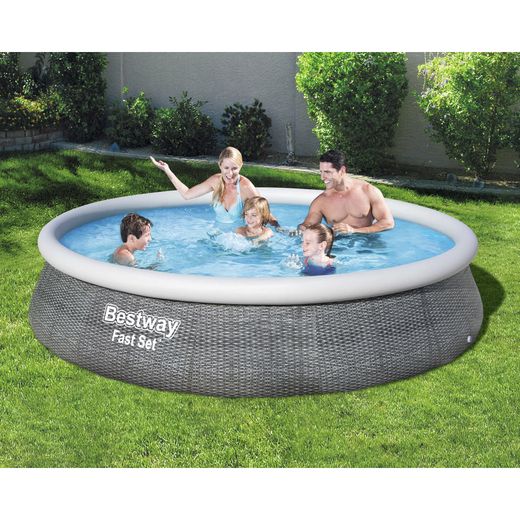 Piscina Fuori Terra Bestway Fast Set Rattan 396x84 cm con Filtro a Cartuccia