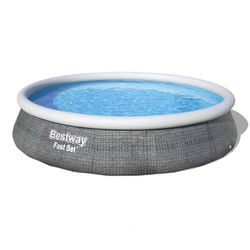 Piscina Fuori Terra Bestway Fast Set Rattan 396x84 cm con Filtro a Cartuccia