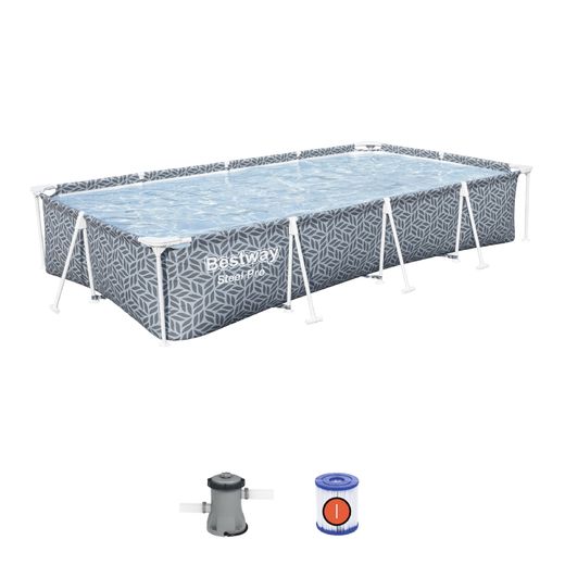 Piscine Démontable Bestway Steel Pro 366x201x66 cm avec Filtre à Cartouche Gris