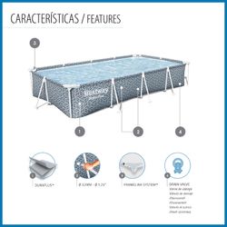Piscine Démontable Bestway Steel Pro 366x201x66 cm avec Filtre à Cartouche Gris