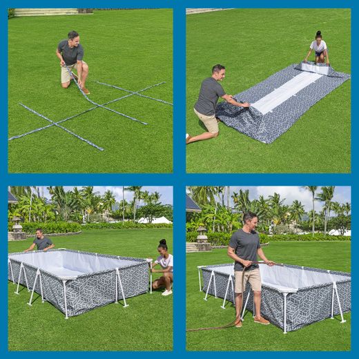 Piscine Démontable Bestway Steel Pro 366x201x66 cm avec Filtre à Cartouche Gris
