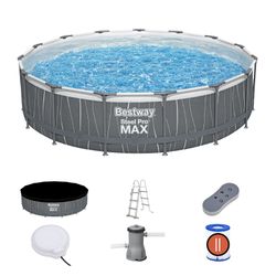 Piscine Démontable Bestway Steel Pro MAX Ø457x107 cm avec Filtre, Éclairage LED et Bâche