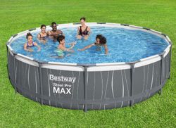 Piscine Démontable Bestway Steel Pro MAX Ø457x107 cm avec Filtre, Éclairage LED et Bâche