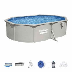Piscina fuori terra in acciaio Bestway Hydrium ovale con filtro a sabbia 500x366x122 cm