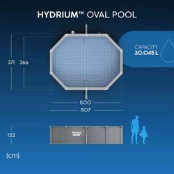 Piscina fuori terra in acciaio Bestway Hydrium ovale con filtro a sabbia 500x366x122 cm