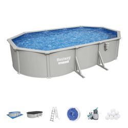 Piscina fuori terra ovale in acciaio Bestway Hydrium 610x366 cm con filtro a sabbia
