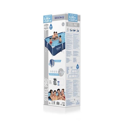 Piscina Fuori Terra Rettangolare Bestway Steel Pro 300x201x66 cm con Filtro a Cartuccia