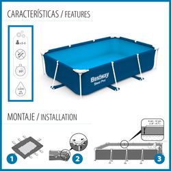 Piscina Fuori Terra Rettangolare Bestway Steel Pro 300x201x66 cm Senza Filtro