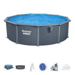 Piscine Autoportante Ronde en Acier Bestway Hydrium Ø488 x 132 cm avec Filtre à Sable
