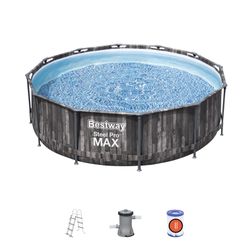 Piscina Fuori Terra Rotonda Steel Pro Max 366x100 cm in Plastica con Filtro a Cartuccia