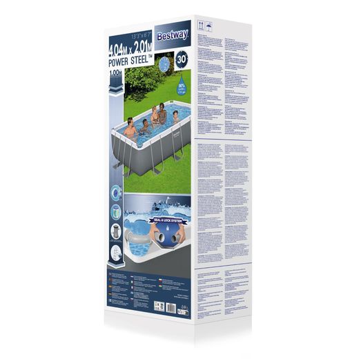 Piscina Fuori Terra Tubolare Bestway Power Steel 404x201x100 cm con Filtro a Cartuccia e Scala