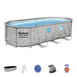 Piscina Fuori Terra Tubolare Bestway Power Steel Design Pietra 549x274x122 cm