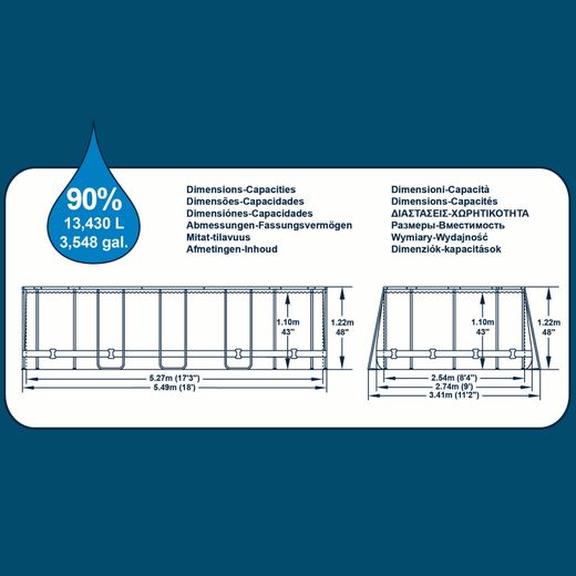 Piscina Fuori Terra Tubolare Bestway Power Steel Design Pietra 549x274x122 cm