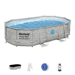 Piscine hors-sol tubulaire Bestway Power Steel filtre sable 488x305x107 cm