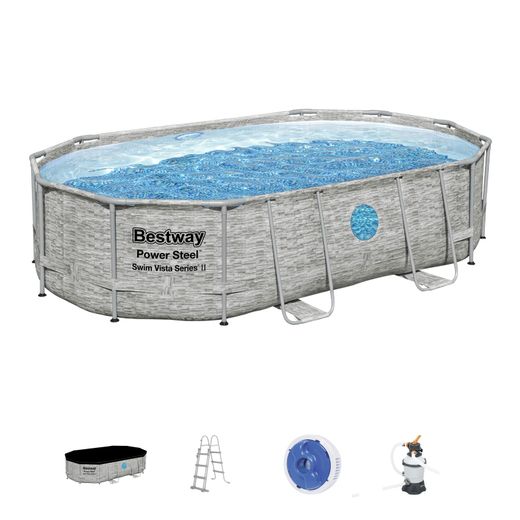 Piscine hors-sol tubulaire Bestway Power Steel filtre sable 488x305x107 cm