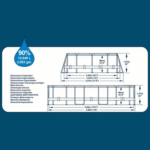 Piscine hors-sol tubulaire Bestway Power Steel filtre sable 488x305x107 cm