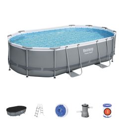 Piscina Fuori Terra Tubolare Bestway Power Steel Ovale 488x305x107 cm con Filtro a Cartuccia