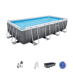 Piscine Démontable Tubulaire Bestway Power Steel PVC Rattan 549x274x122 cm
