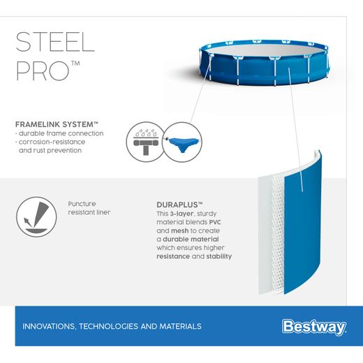 Piscina fuori terra tubolare Bestway Steel Pro 366x76 cm blu