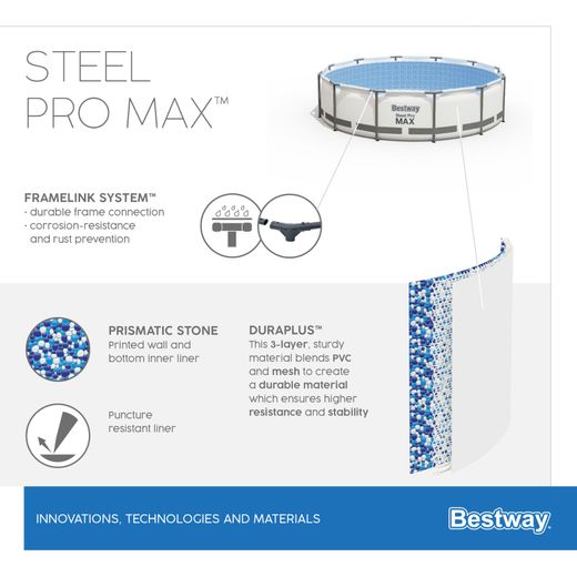 Piscine tubulaire démontable Bestway Steel Pro Max 305x100 cm avec filtre