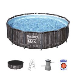 Piscine Démontable Tubulaire Bestway Steel Pro Max Effet Bois Ø427 x 107 cm avec Filtre