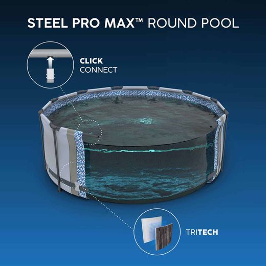 Piscine Démontable Tubulaire Bestway Steel Pro Max Effet Bois Ø427 x 107 cm avec Filtre