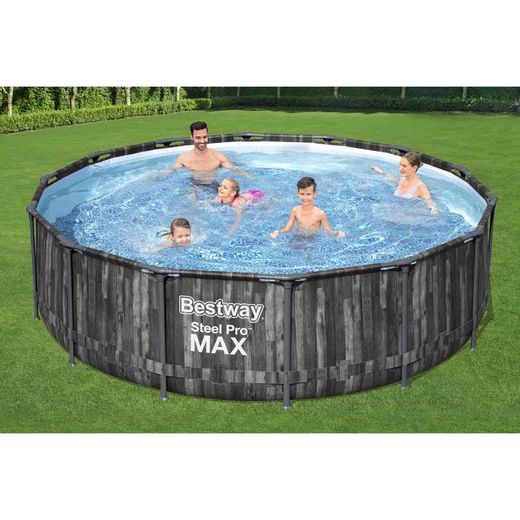 Piscine Démontable Tubulaire Bestway Steel Pro Max Effet Bois Ø427 x 107 cm avec Filtre