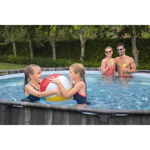 Piscine Démontable Tubulaire Bestway Steel Pro Max Effet Bois Ø427 x 107 cm avec Filtre