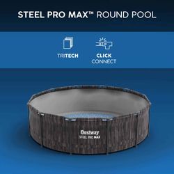 Piscine Démontable Tubulaire Bestway Steel Pro Max Effet Bois Ø427 x 107 cm avec Filtre
