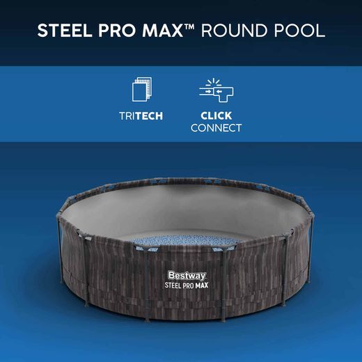 Piscine Démontable Tubulaire Bestway Steel Pro Max Effet Bois Ø427 x 107 cm avec Filtre