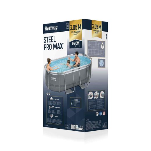 Piscina Fuori Terra in Tubo Bestway Steel Pro Max Ovale 305x200x84 cm con Filtro a Cartuccia