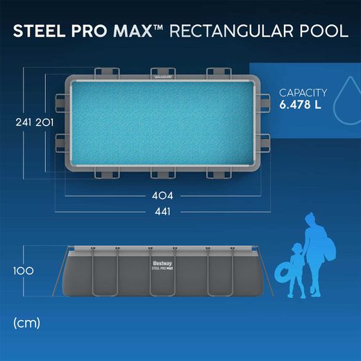 Piscina Fuori Terra Tubolare Bestway Steel Pro Max Rettangolare 404x201x100 cm con Filtro a Cartuccia