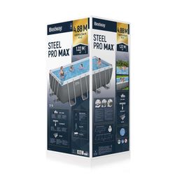 Piscine Démontable Tubulaire Bestway Steel Pro Max Rectangulaire 488x244x122 cm avec Filtre à Sable