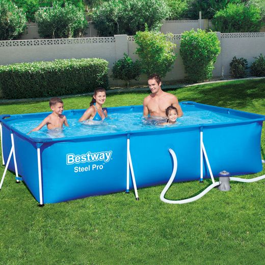 Kinder-Abnehmbad mit Stahlrahmen Bestway Deluxe Splash Frame Pool 300x201x66 cm mit Kartuschenfilter