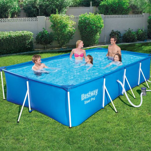 Piscina fuori terra tubolare per bambini Bestway Family Splash Frame Pool 400x211x81 cm con filtro a cartuccia