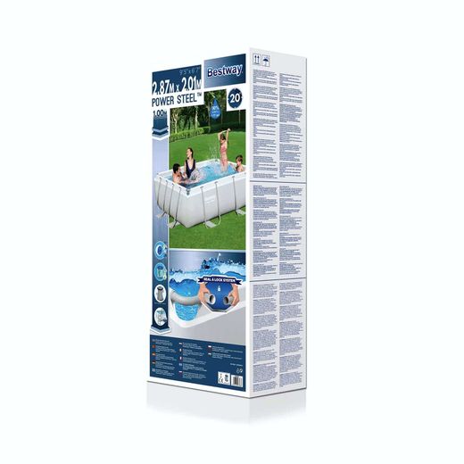 Piscine Démontable Tubulaire Rectangulaire Bestway Power Steel 287x201x100 cm avec Filtre à Cartouche