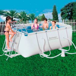 Piscine Démontable Tubulaire Rectangulaire Bestway Power Steel 287x201x100 cm avec Filtre à Cartouche