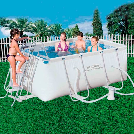 Piscine Démontable Tubulaire Rectangulaire Bestway Power Steel 287x201x100 cm avec Filtre à Cartouche