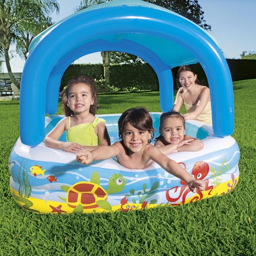 Piscina Gonfiabile Autoportante per Bambini Bestway 147x147x122 cm con Tettoia Canopy