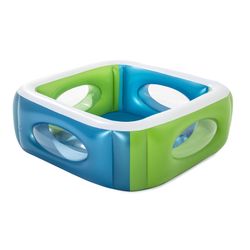 Piscine Gonflable Autoportante Enfant Bestway 168x56 cm Fenêtres Latérales Bleu et Vert