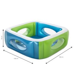 Piscine Gonflable Autoportante Enfant Bestway 168x56 cm Fenêtres Latérales Bleu et Vert