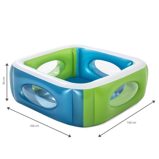 Piscine Gonflable Autoportante Enfant Bestway 168x56 cm Fenêtres Latérales Bleu et Vert