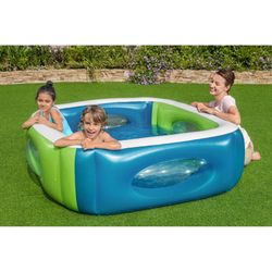 Piscine Gonflable Autoportante Enfant Bestway 168x56 cm Fenêtres Latérales Bleu et Vert